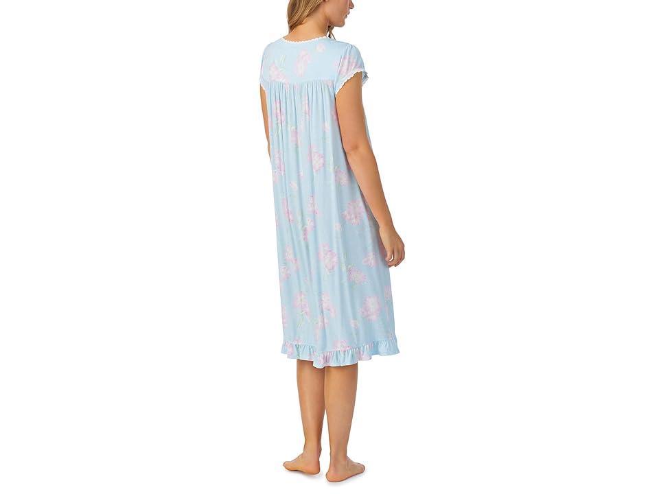 Eileen West Modal Cap Sleeve Waltz Gown (Aqua Floral) Women's Pajama Product Image