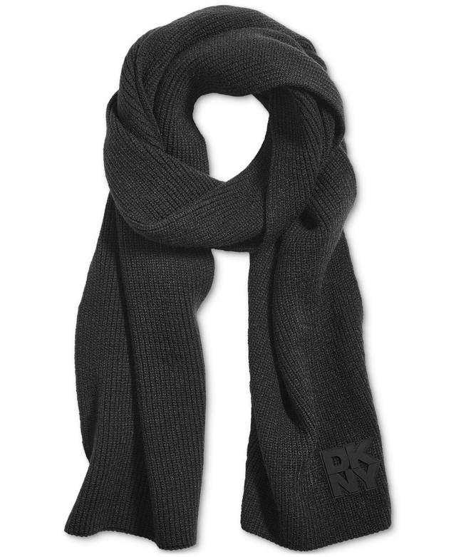 Dkny Womens Ribbed Logo-Patch Scarf Product Image