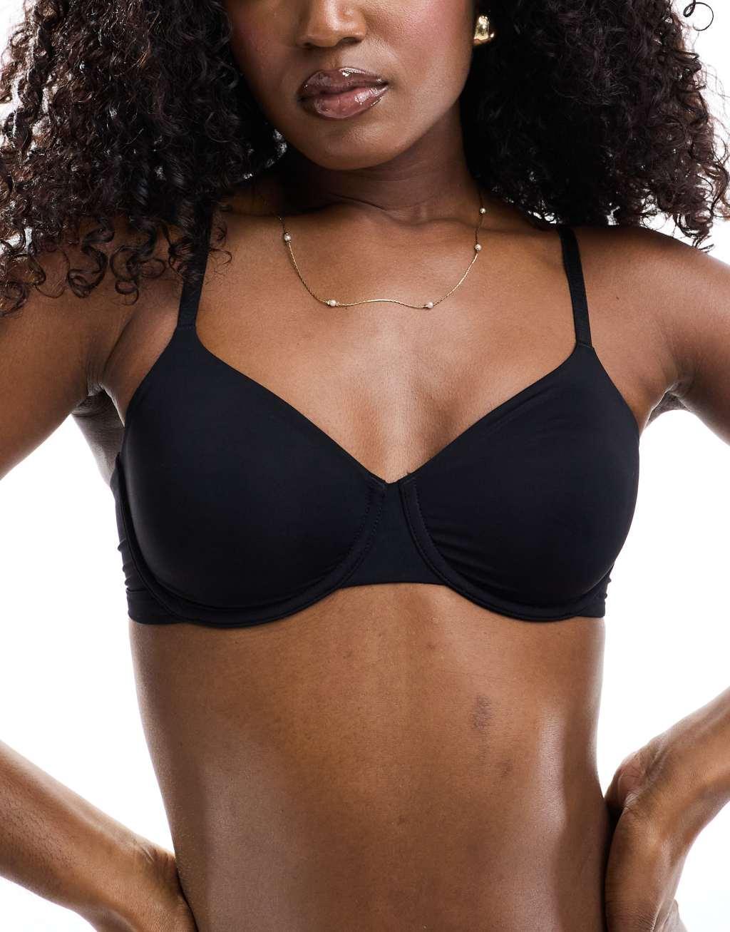 Lindex non padded micro underwire T-shirt bra in black Product Image