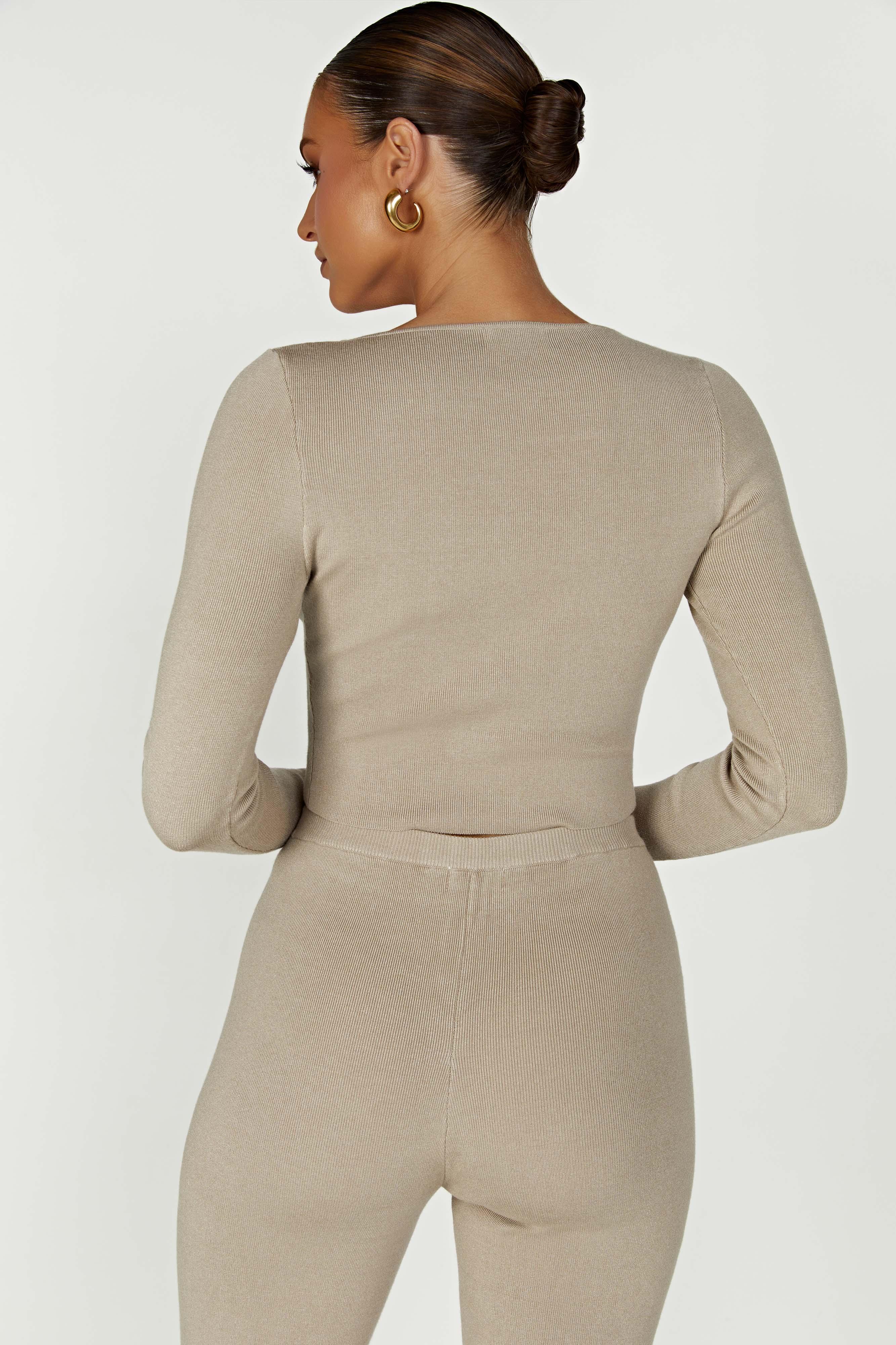 Haisley Long Sleeve Knit Top - Taupe Product Image