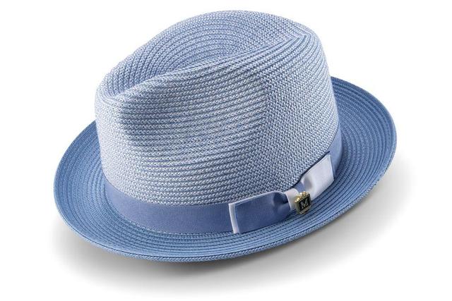 Chambray Men's Two Tone Braided Pinch Fedora with Grosgrain Ribbon Male Product Image