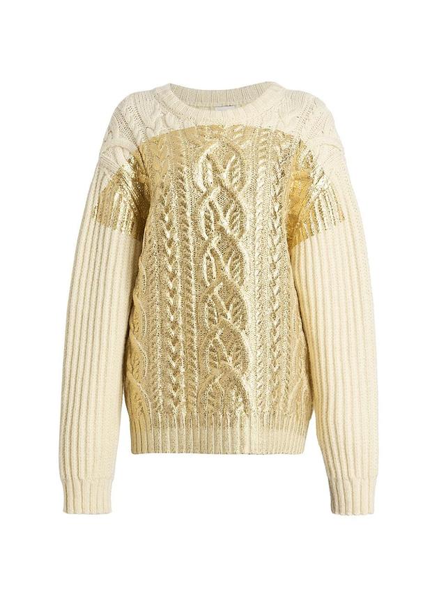 Womens Tezzi Metallic Cable-Knit Sweater Product Image