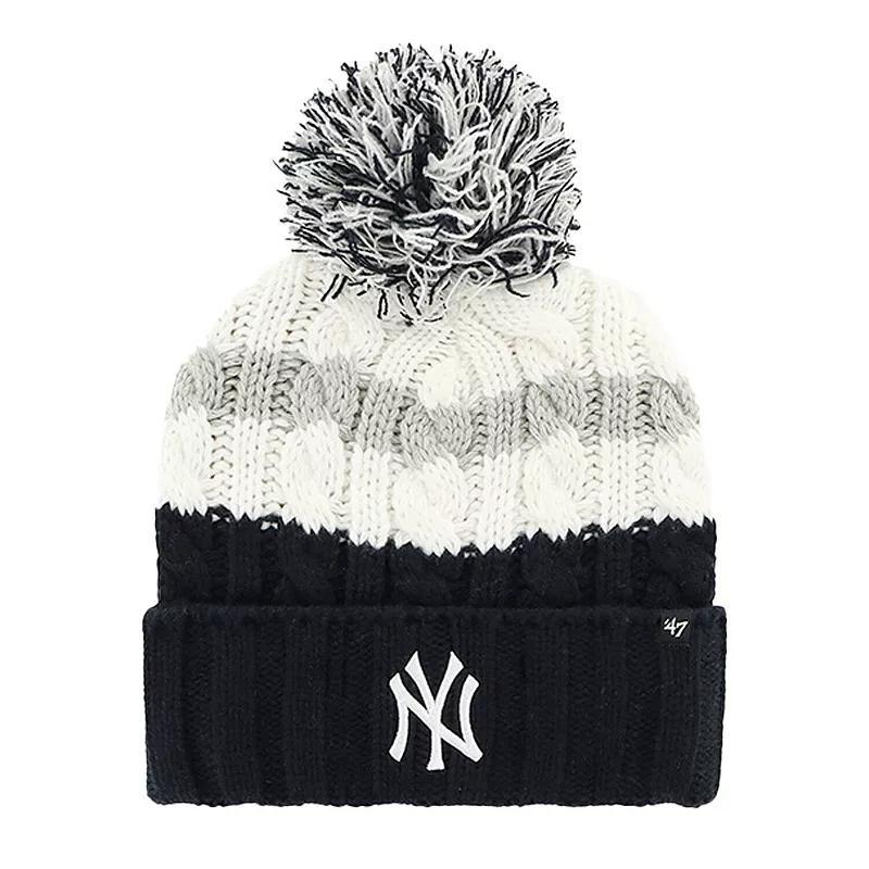 Womens 47 Brand White New York Yankees Ashfield Cuffed Knit Hat with Pom - White Product Image