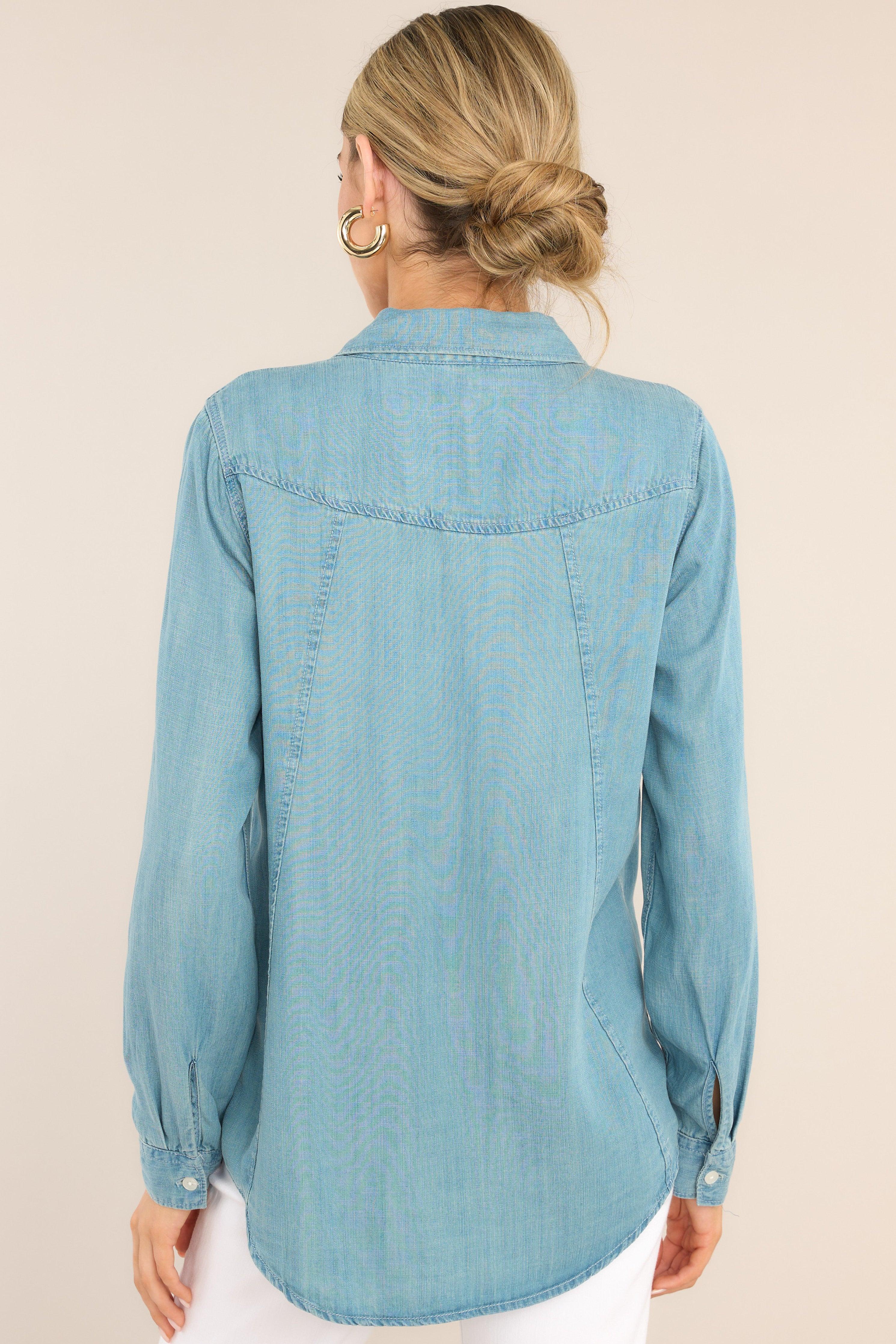 Thread & Supply Ginger Western Wash Chambray Top Blue Product Image