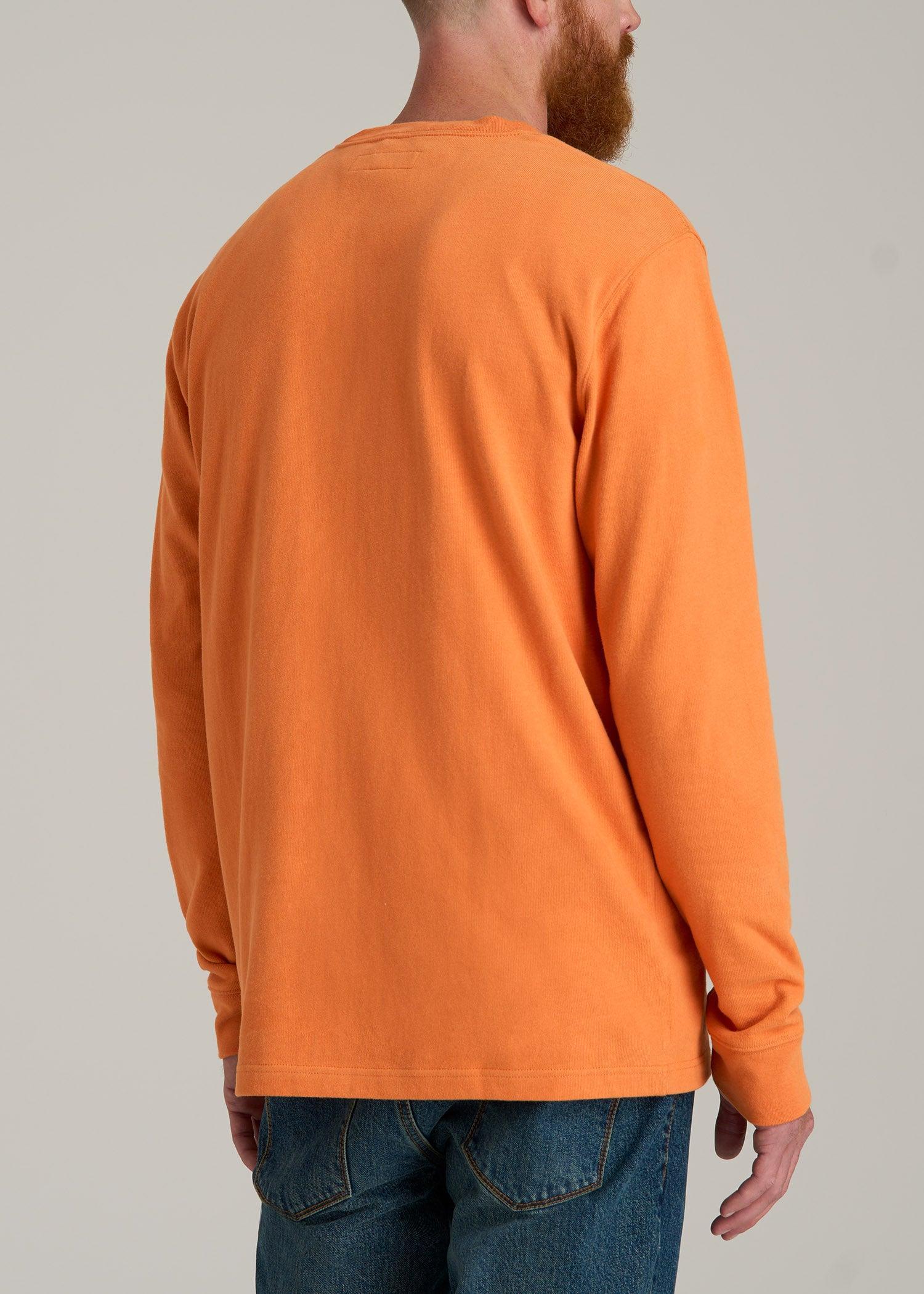 LJ&S Long Sleeve Workwear Pocket Tall Men's Tee in Marmalade Product Image