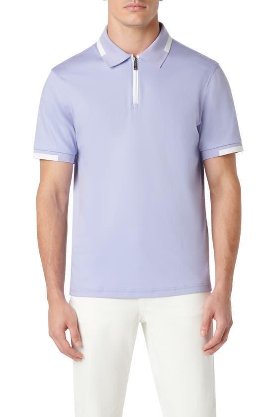 BUGATCHI Men's Pima Cotton Quarter-zip Polo Shirt In Lavender Product Image