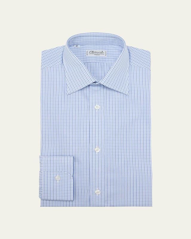 Mens Cotton Check Dress Shirt Product Image