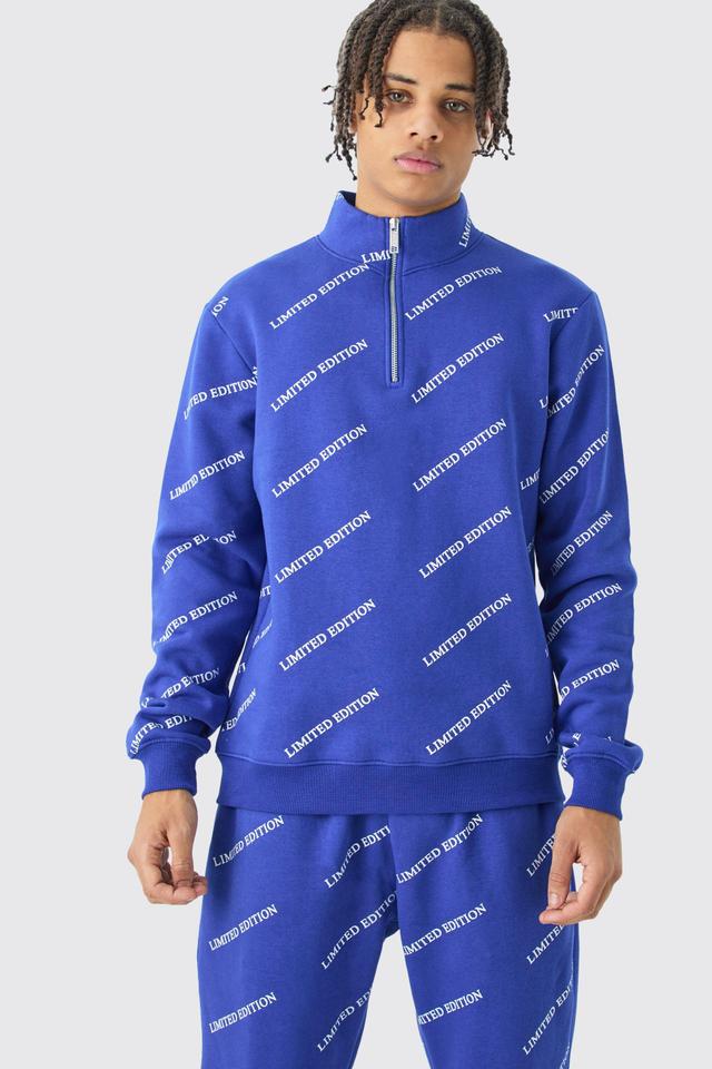 Limited Edition All Over Print Slim Quarter Zip Tracksuit | boohooMAN USA Product Image