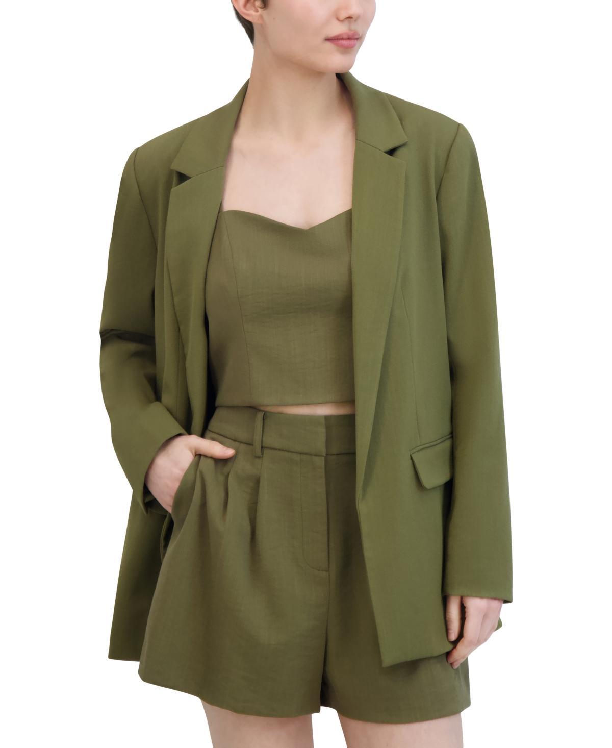 Bcbg New York Womens Washed Twill Open Front Blazer Product Image