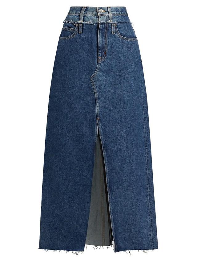 Womens Re-Worked Dallas High-Rise Denim Maxi Skirt Product Image