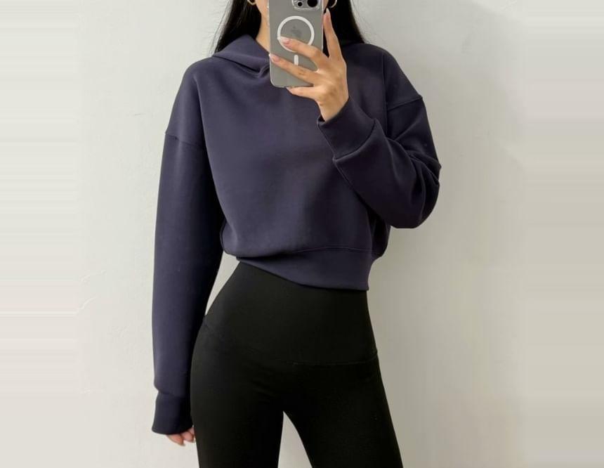 Drop Shoulder  Plain Cropped Hoodie Product Image