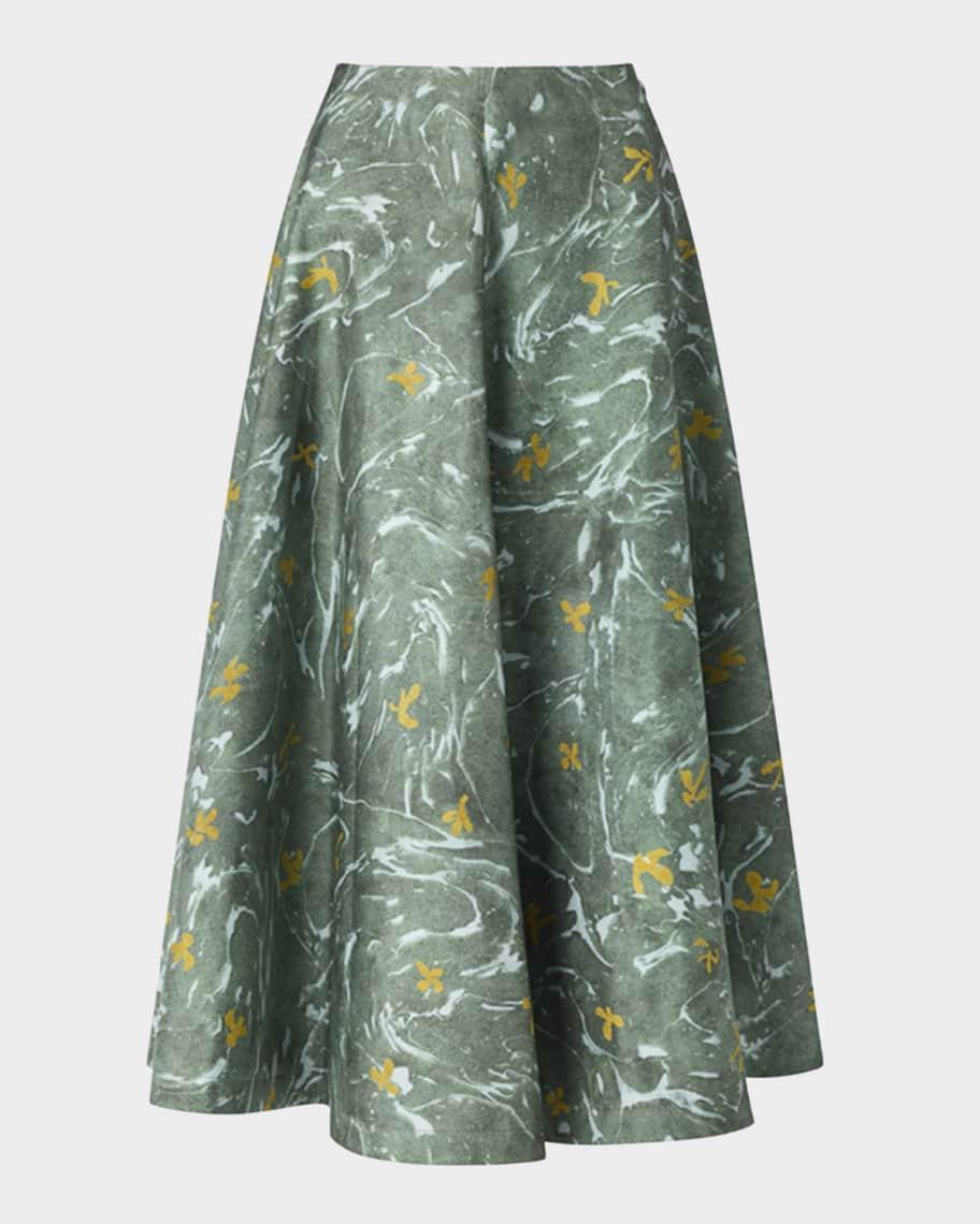 Varda Printed Silk Midi Skirt Product Image