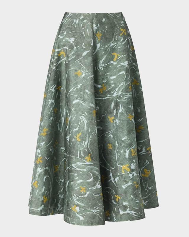 Varda Printed Silk Midi Skirt Product Image