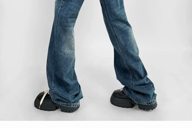 Low Waist Washed Bootcut Jeans Product Image