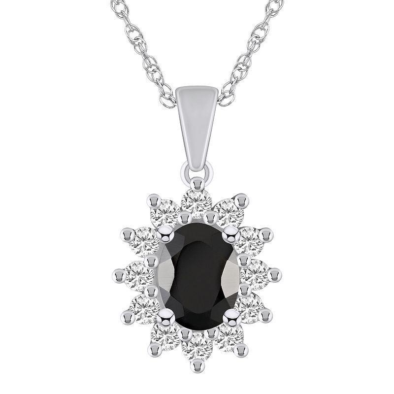 Alyson Layne 14k White Gold Oval Black Onyx & 5/8 Carat T.W. Diamond Pendant Necklace, Womens Product Image