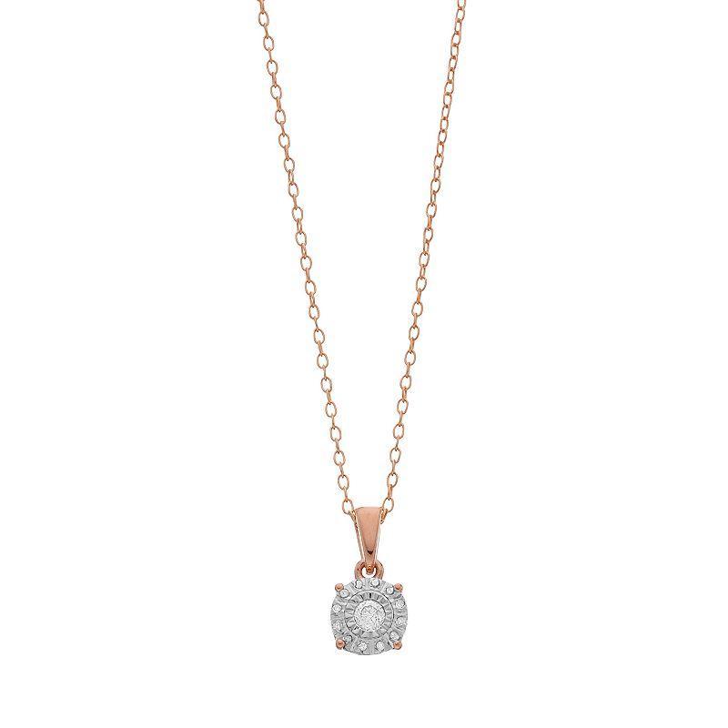 Diamond Brilliance 1/10 Carat T.W. Diamond Composite Round Pendant Necklace, Womens Pink Tone Product Image