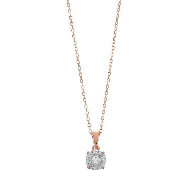 Diamond Brilliance 1/10 Carat T.W. Diamond Composite Round Pendant Necklace, Womens Pink Tone Product Image