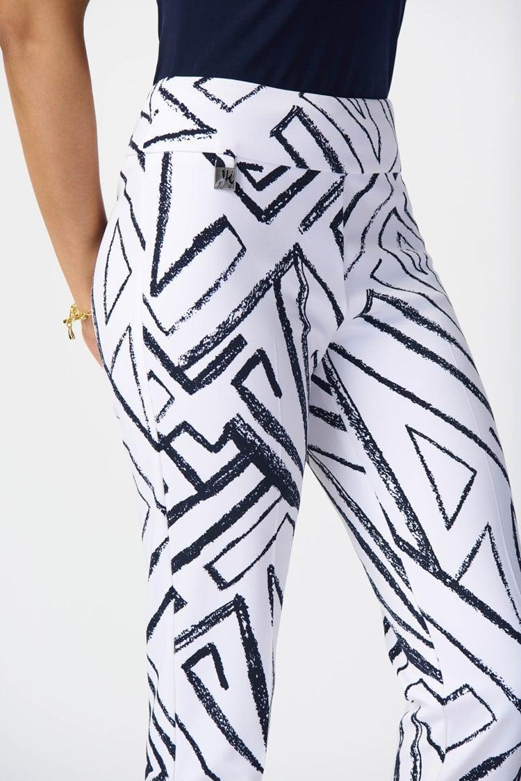 Geometric Print Silky Pull-On Pants- Vanilla/Midnight Product Image