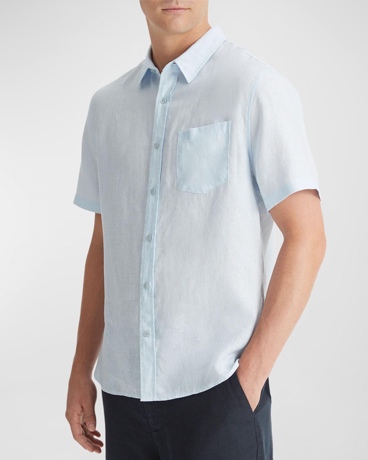 Vince Classic Fit Short Sleeve Linen Shirt Product Image