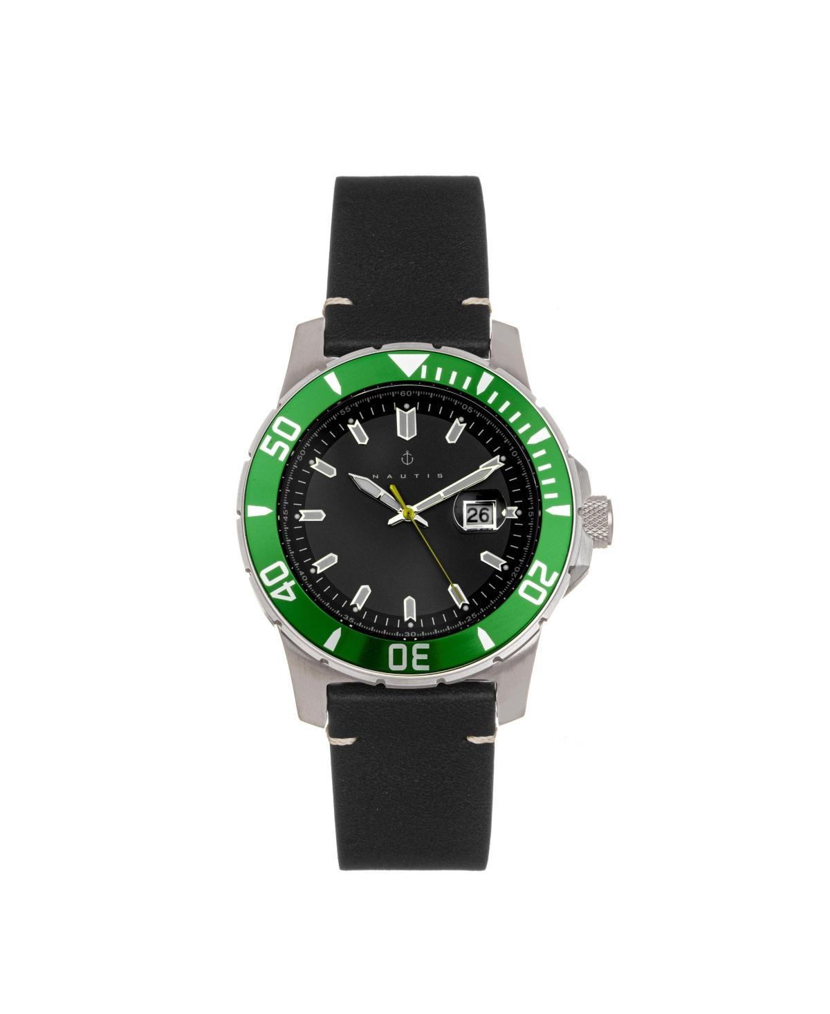 Nautis Men Dive Pro 200 Leather-Band Watch w/Date - Green - Green/black Product Image