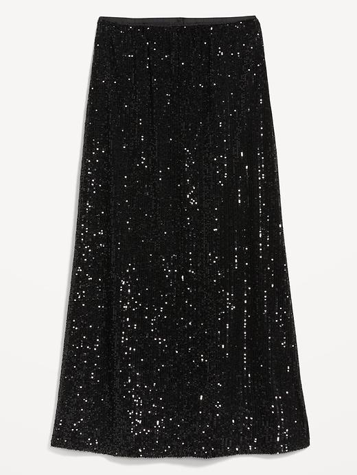 High-Waisted Sequin Maxi Skirt Product Image