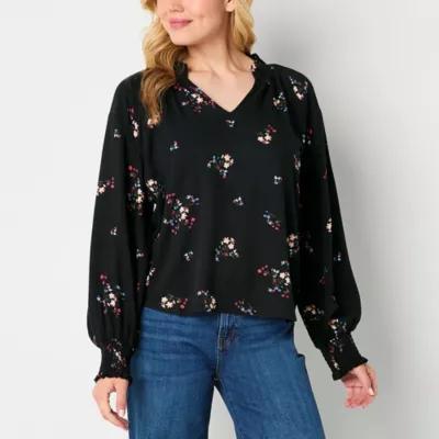 a.n.a Tall Womens V Neck Long Sleeve Blouse Product Image