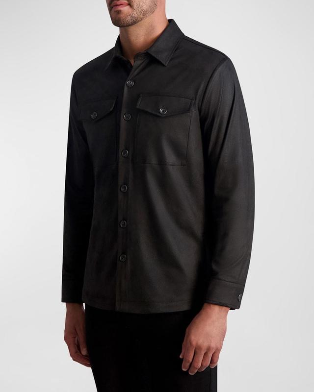 Karl Lagerfeld Paris White Label Coated Twill Button-Up Shirt Product Image