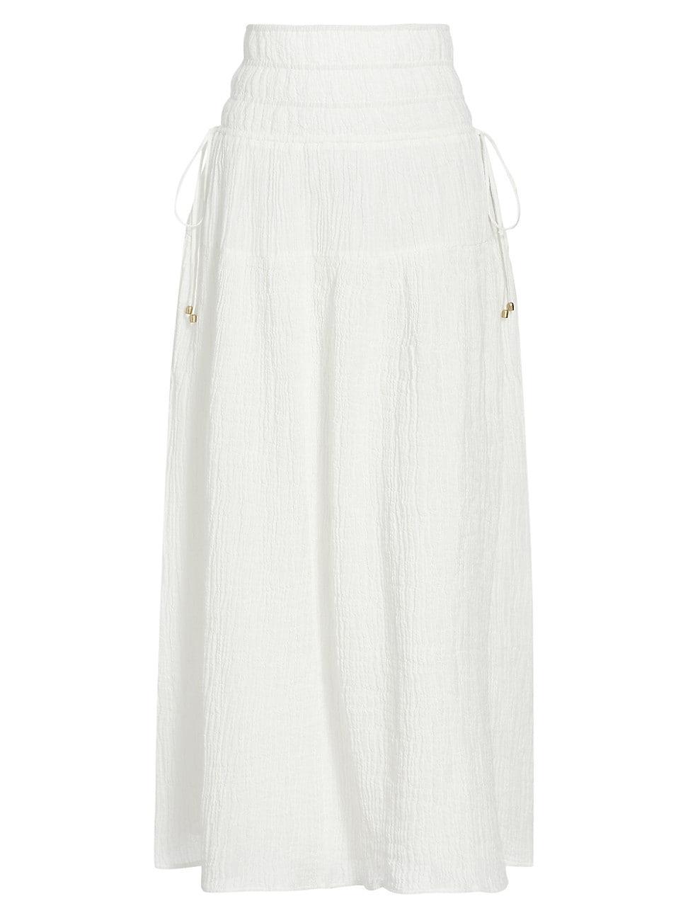 Womens Nora Smocked Crinkled Midi-Skirt Product Image