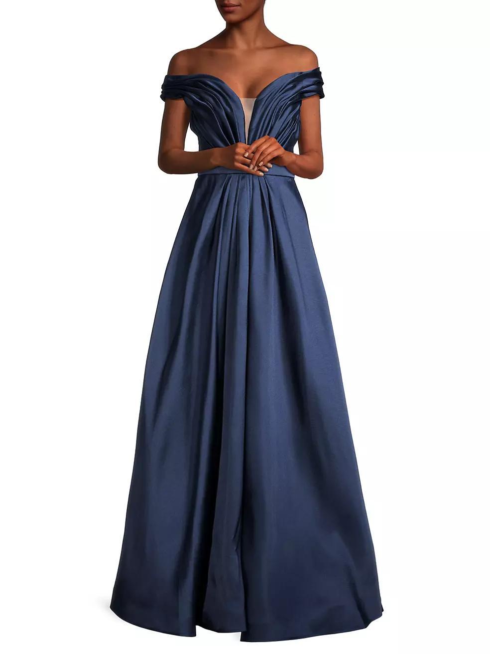 Pleated Off-The-Shoulder Gown Product Image