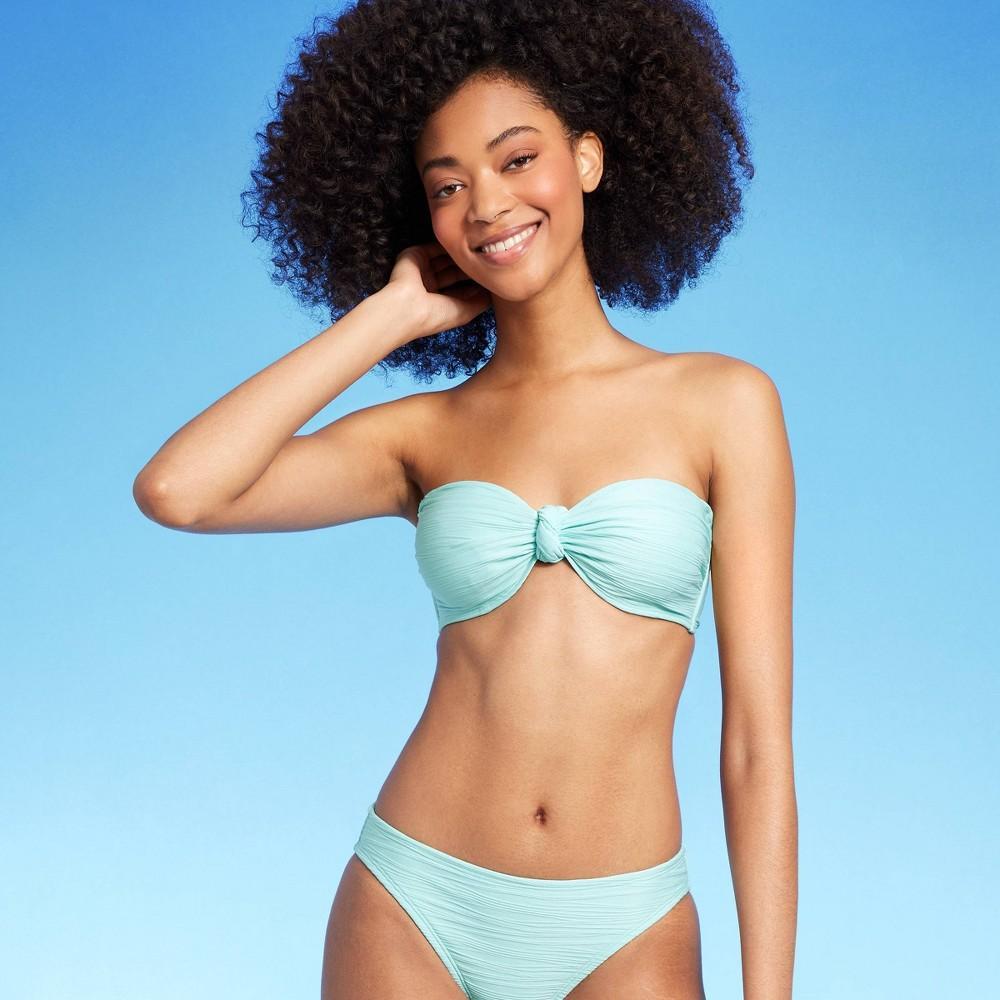 Womens Jacquard Bandeau Underwire Knot Detail Bikini Top - Shade & Shore Turquoise Product Image