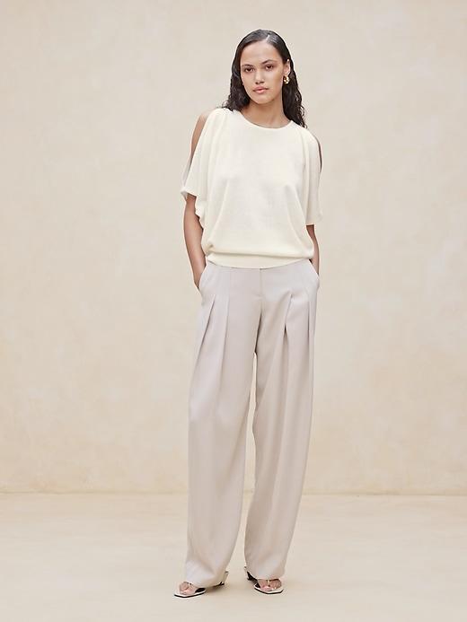 Cashmere-Linen Shoulder Cut-Out Sweater Product Image