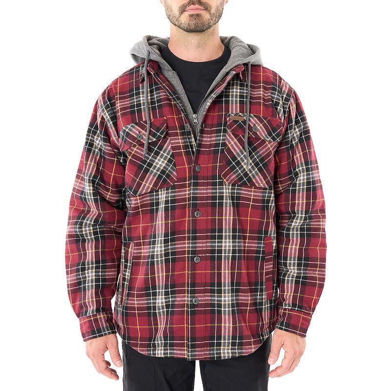 Mens Sherpa-Lined Hooded Flannel Shirt Jacket, Mens White Product Image