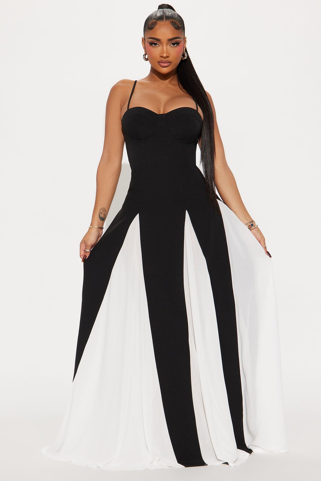 Molly Contrast Maxi Dress - Black/White Product Image