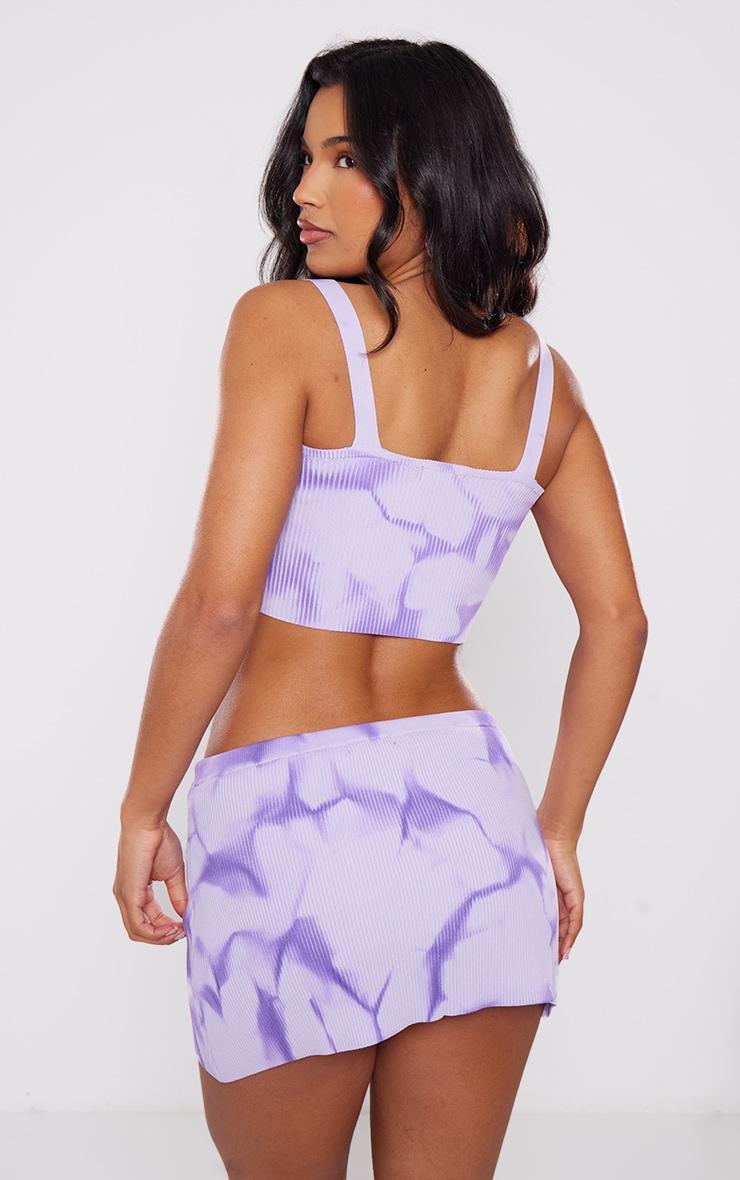 Purple Tie Dye Rib Knit Crop Top Product Image