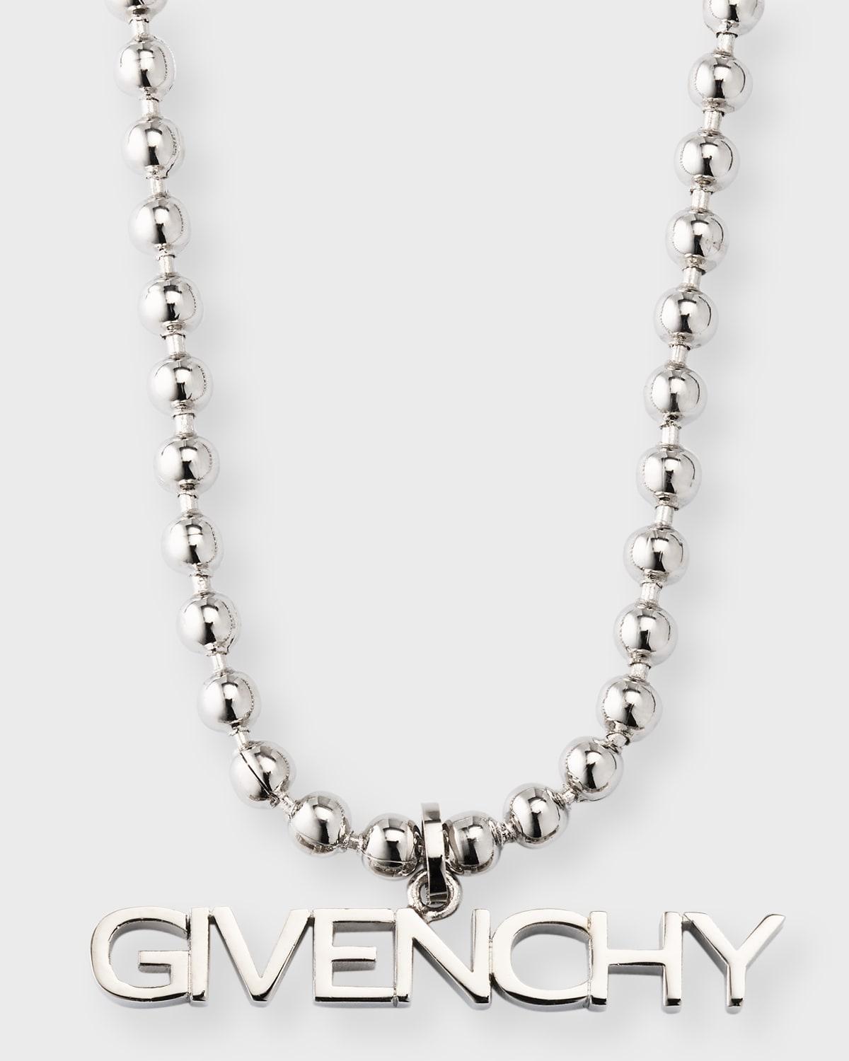 Mens Logo Lettering Ball Chain Necklace Product Image