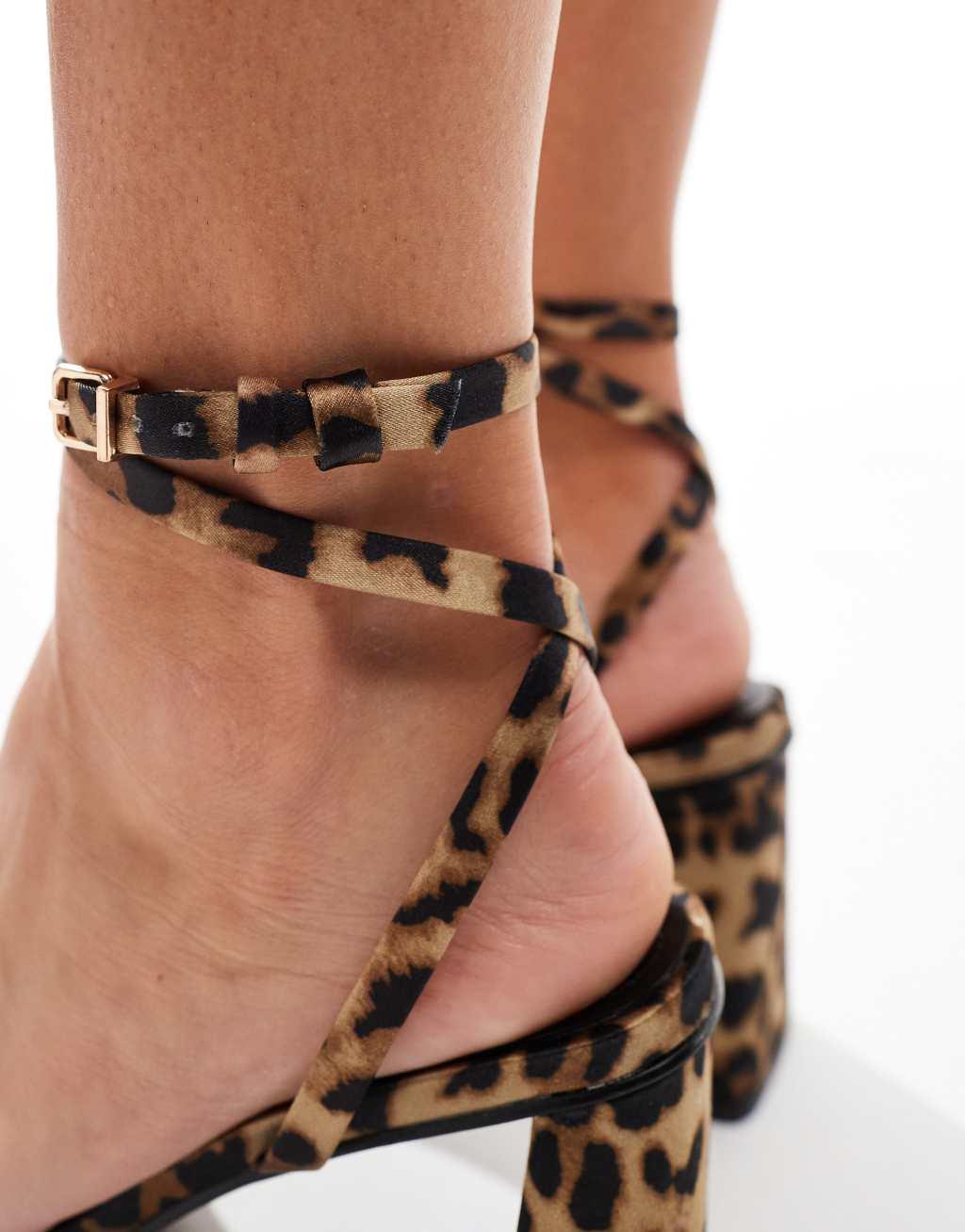 Simmi London Bia strappy block heeled sandal in leopard print Product Image