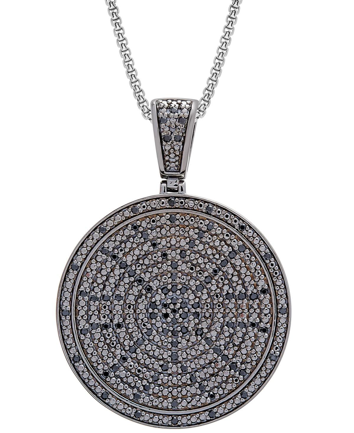 Mens Diamond Circle 22 Pendant Necklace (1/2 ct. t.w.) in Sterling Silver (Also in Black Diamond) Product Image