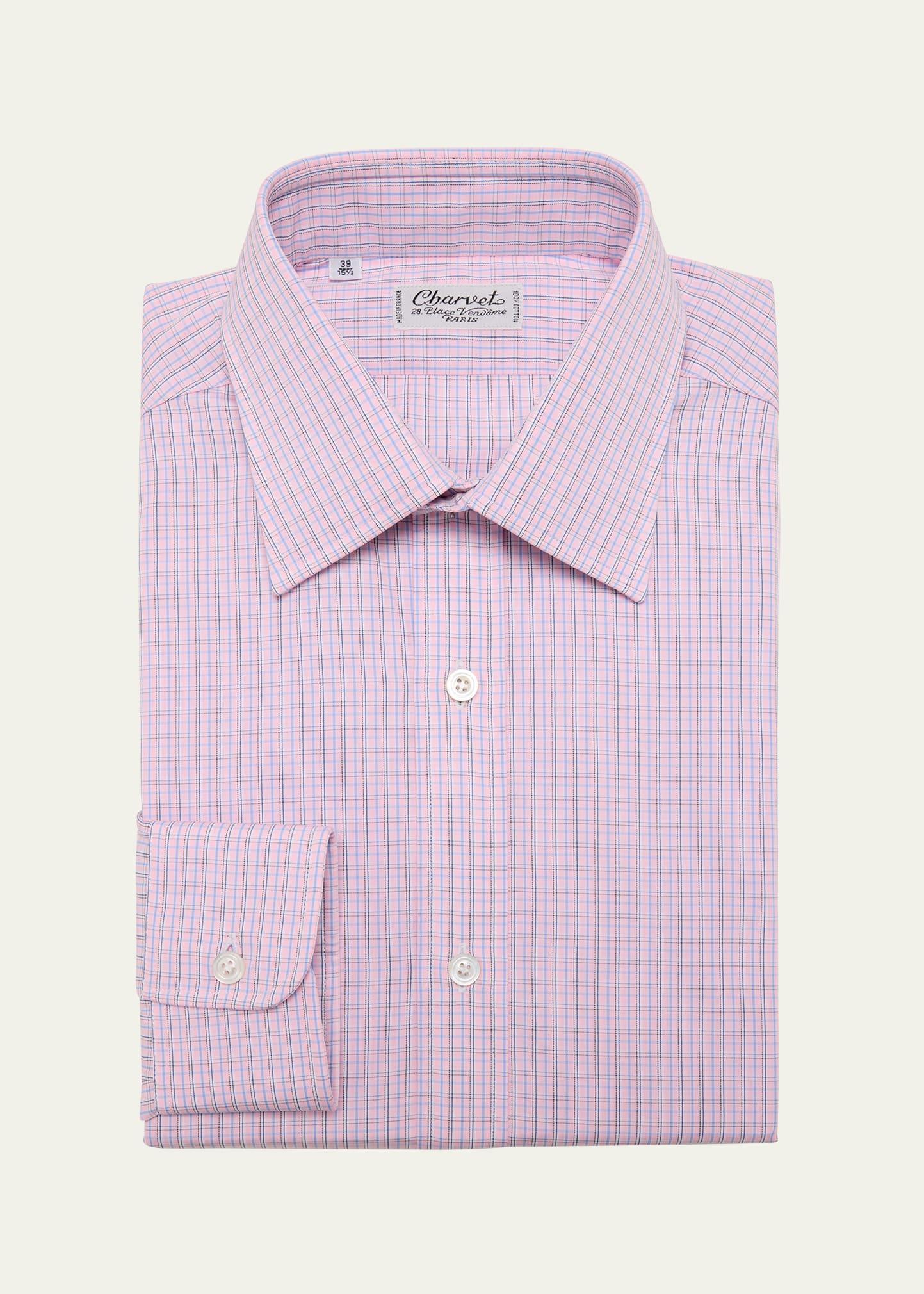 Mens Cotton Graph Check Dress Shirt Product Image