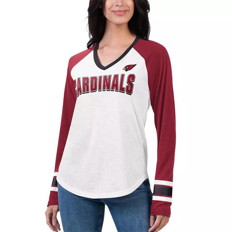 Womens G-III 4Her by Carl Banks /Cardinal Arizona Cardinals Top Team Raglan V-Neck Long Sleeve T-Shirt Product Image