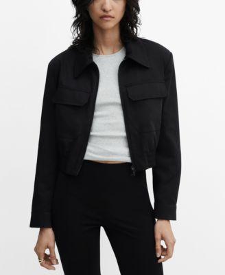 Mango Womens Pockets Detail Cropped Jacket Product Image