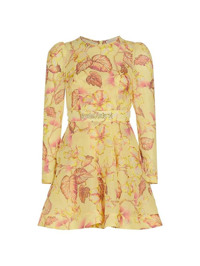 Womens Matchmaker Silk-Linen Floral Minidress Product Image