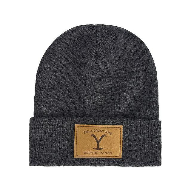 Yellow Stone Pu Patch Beanie, Grey Product Image