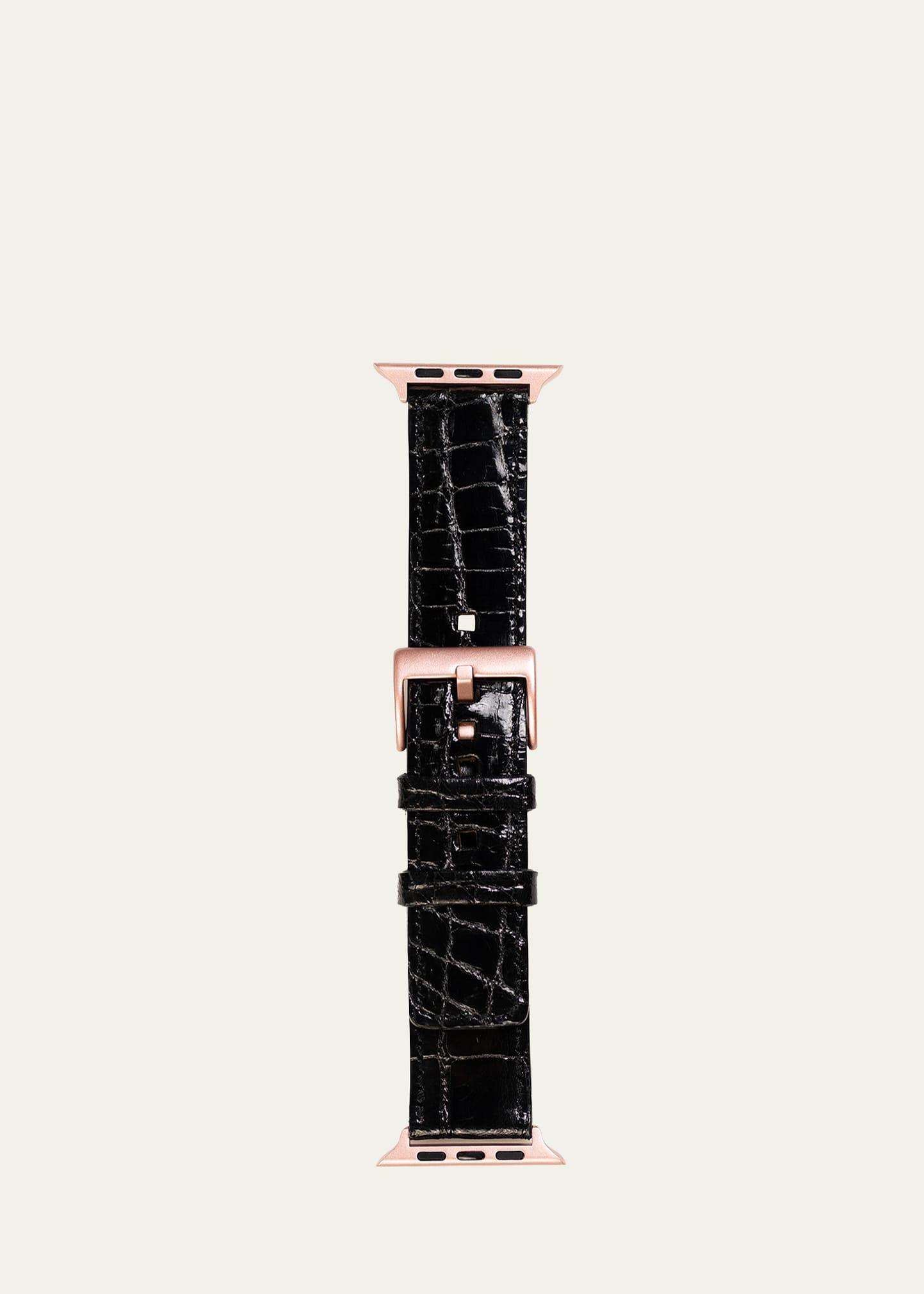 Mens Apple Watch Alligator Watch Strap, Rose Gold Finish Product Image