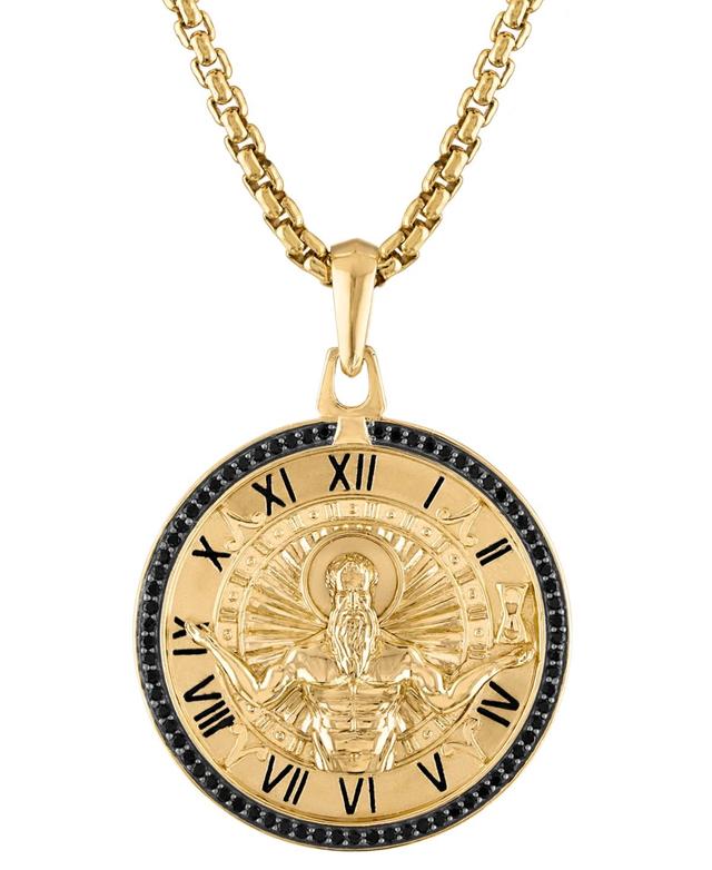 Bulova Mens Chronos God of Time Black Diamond (1/4 ct. t.w.) Pendant Necklace in 14k Gold, 24 + 2 extender Product Image