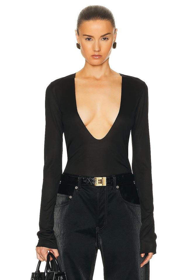 Saint Laurent Plunging Sweater in Black Product Image