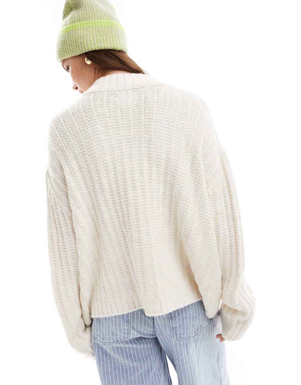 ASOS DESIGN v neck sweater in cream Product Image