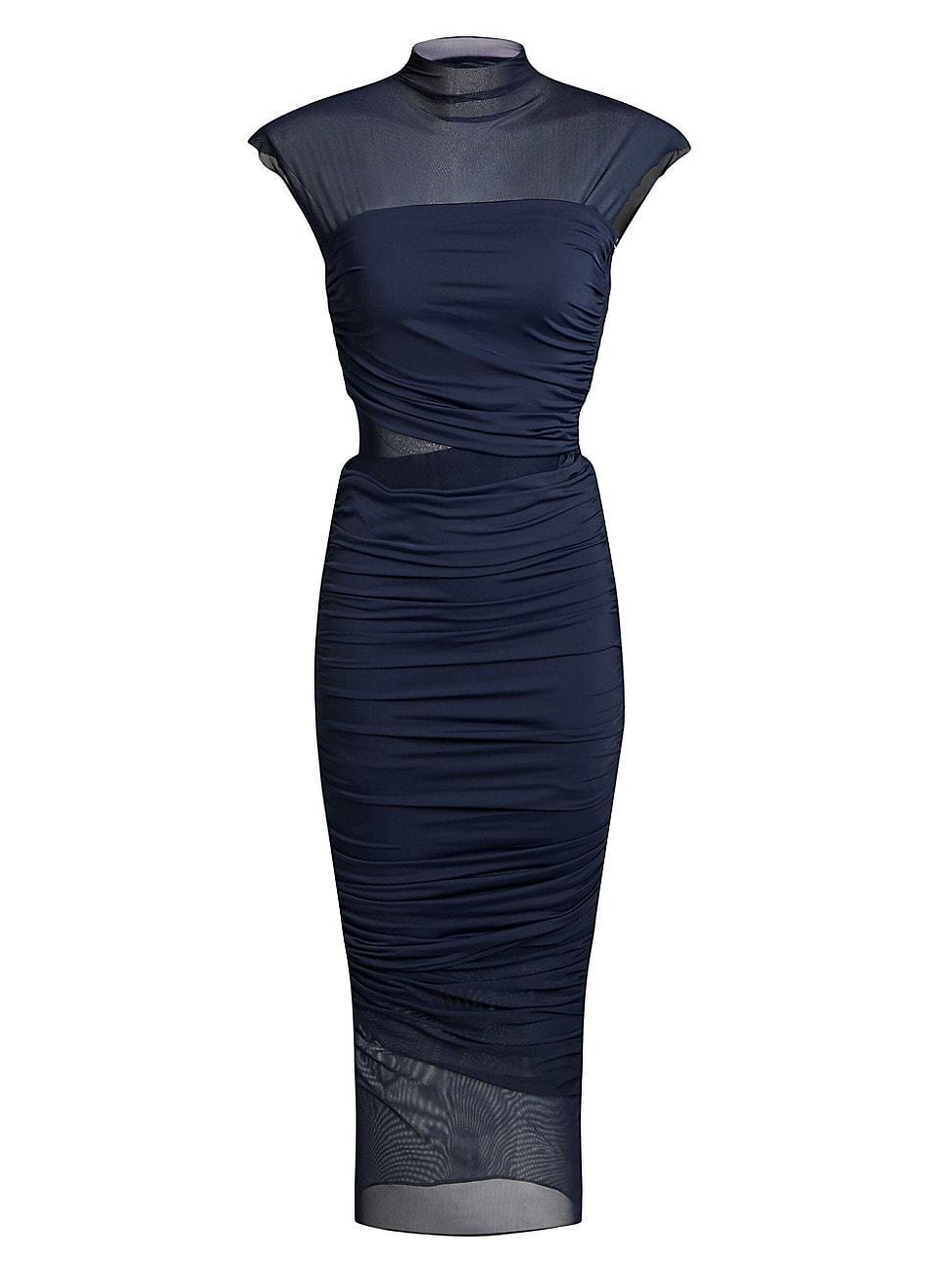 Womens Tabitha Mesh Ruched Midi Dress Product Image