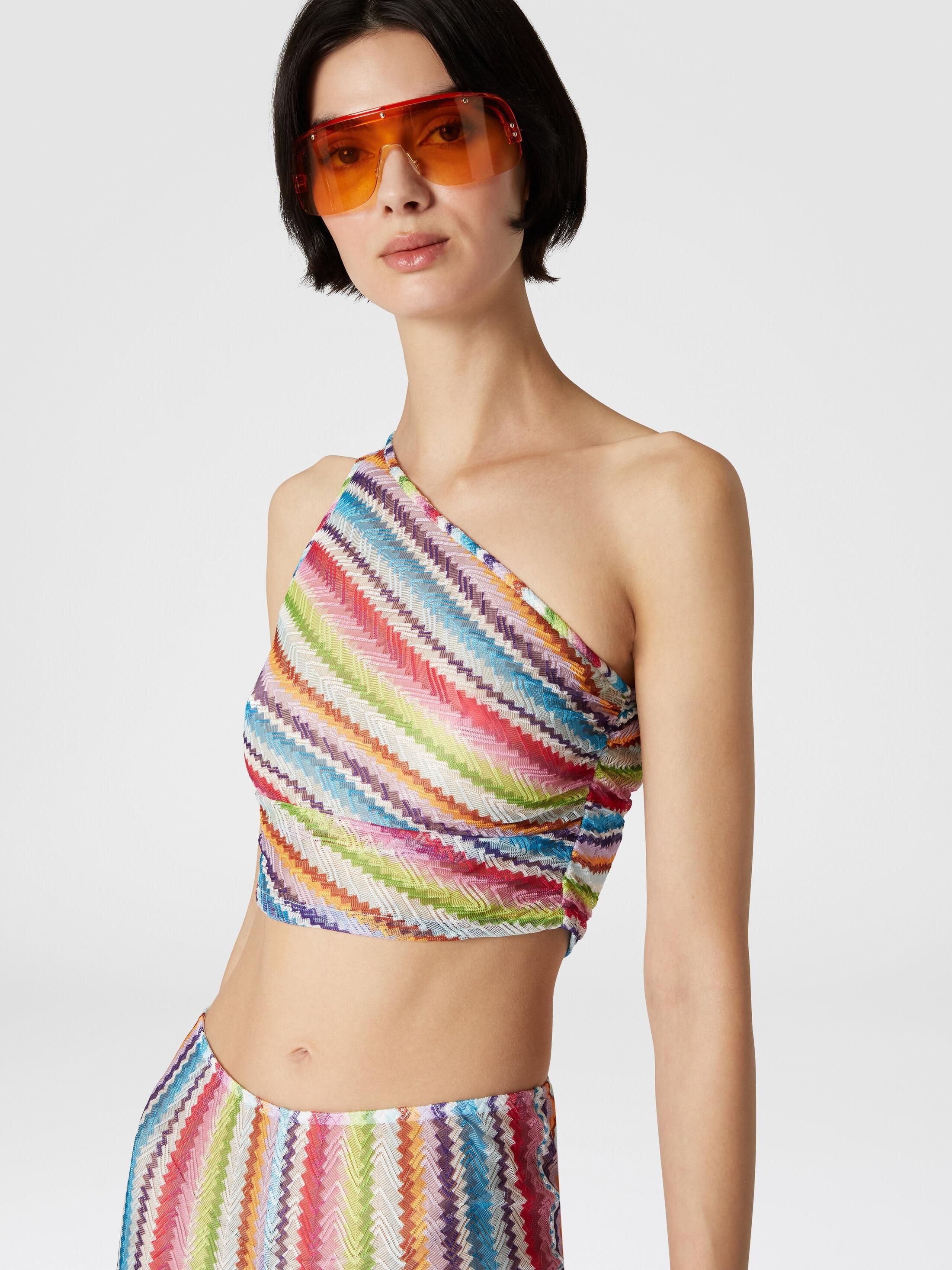 One-shoulder crop top with side gathering Product Image