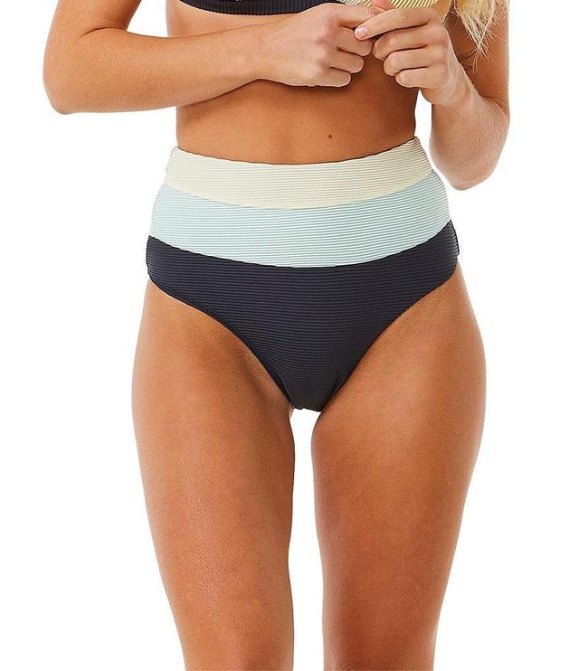 Rip Curl Block Party Spliced High Waist Back Ruched Hipster Swim Bottom Product Image