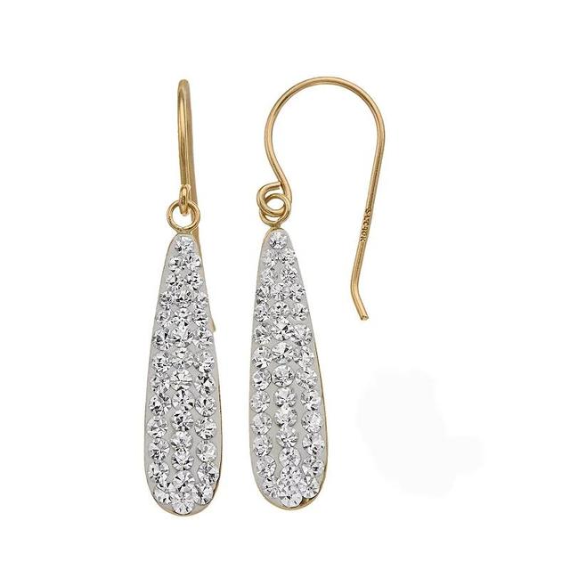 10k Gold Crystal Pave Drop Earrings, Womens Product Image